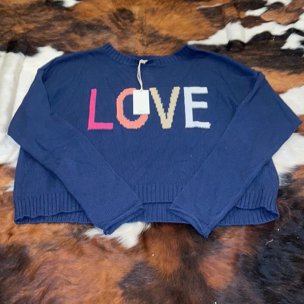 small navy zsupply blue love sweater
